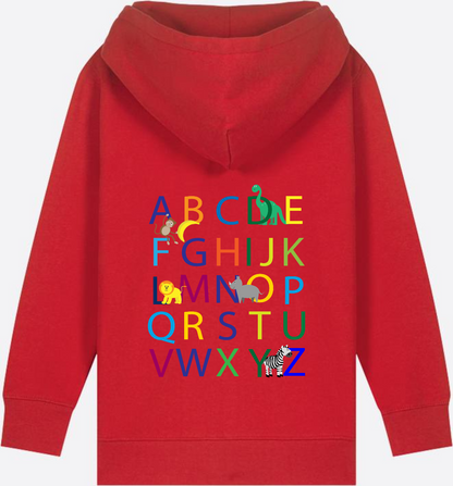 Kinder Zip-Hoodie ABC zur Einschulung mit Name - Red