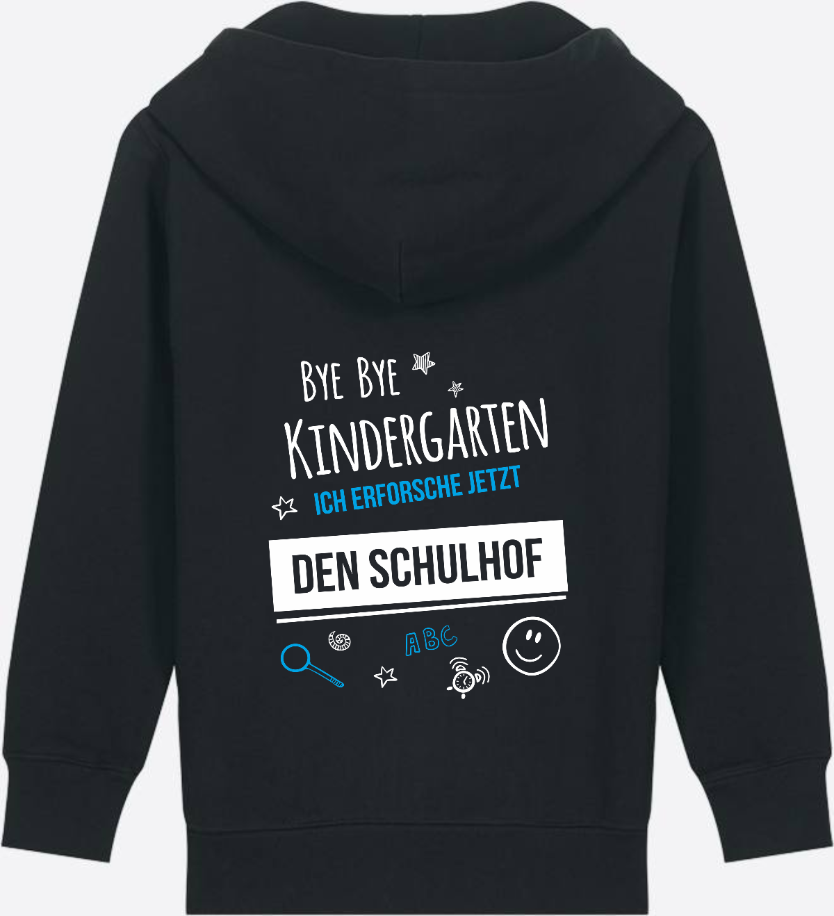 Kinder Zip-Hoodie: Bye Bye Kindergarten – Geschenk Einschulung - Black