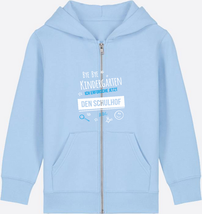 Kinder Zip-Hoodie: Bye Bye Kindergarten – Geschenk Einschulung - Blue Soul Herzseite