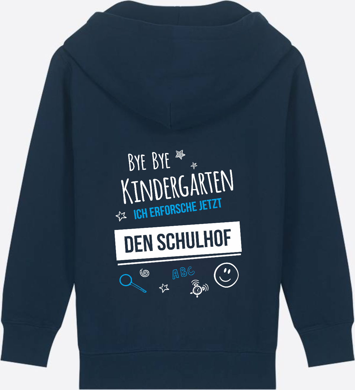 Kinder Zip-Hoodie: Bye Bye Kindergarten – Geschenk Einschulung - French Navy