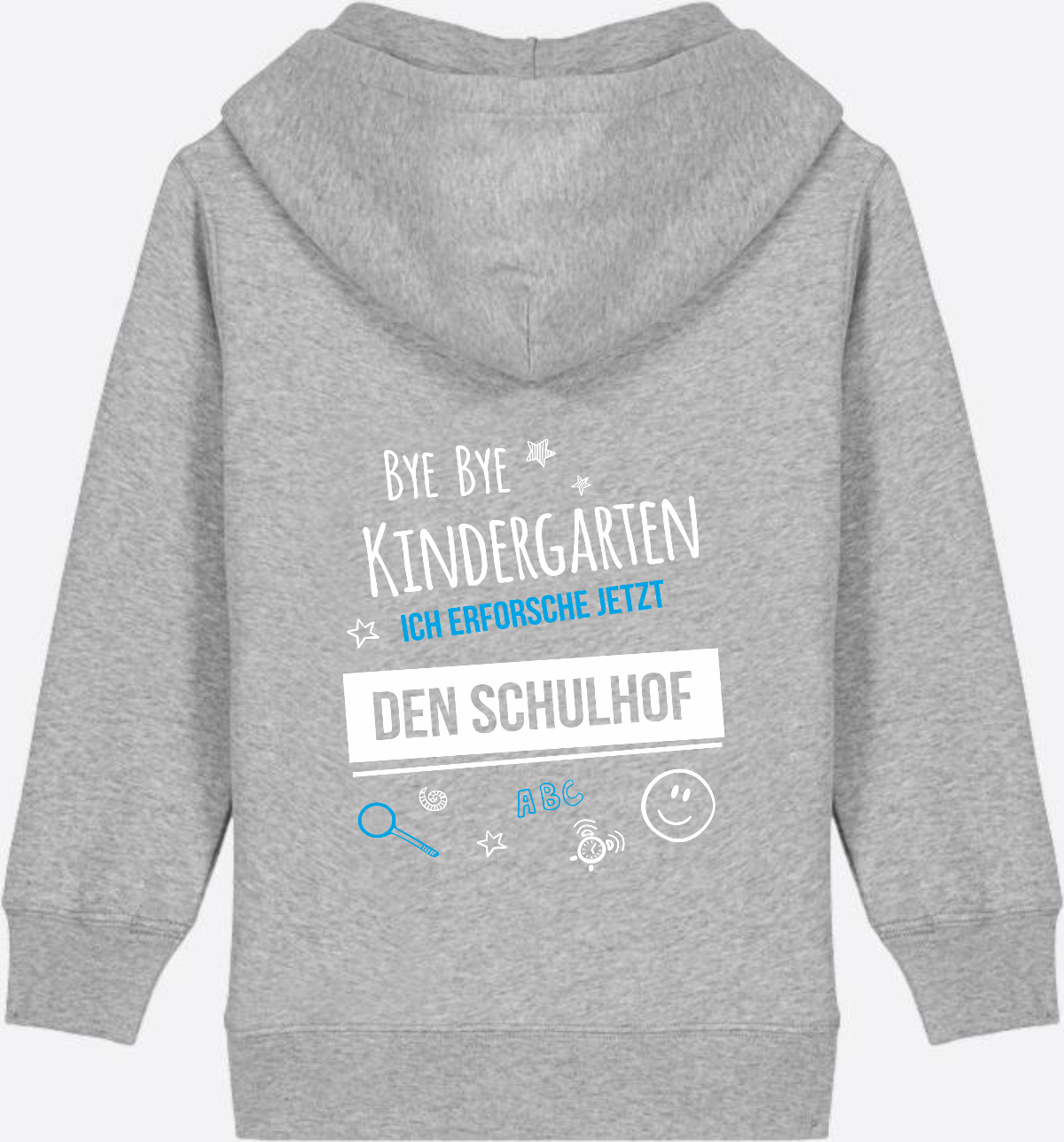 Kinder Zip-Hoodie: Bye Bye Kindergarten – Geschenk Einschulung - Heather Grey
