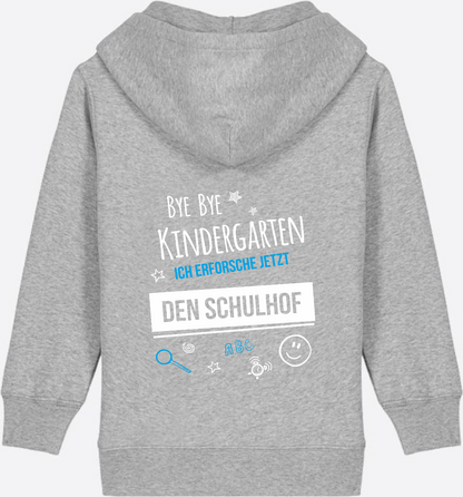 Kinder Zip-Hoodie: Bye Bye Kindergarten – Geschenk Einschulung - Heather Grey