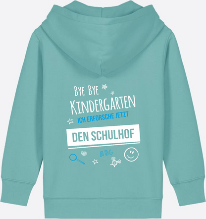 Kinder Zip-Hoodie: Bye Bye Kindergarten – Geschenk Einschulung - Teal Monstera
