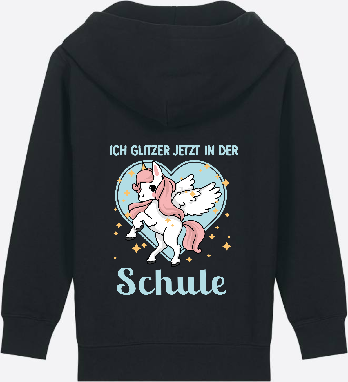 Kinder Zip-Hoodie Einhorn – Ich glitzer jetzt in der Schule - Black