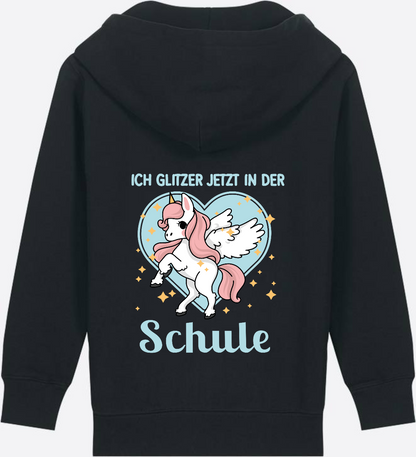 Kinder Zip-Hoodie Einhorn – Ich glitzer jetzt in der Schule - Black