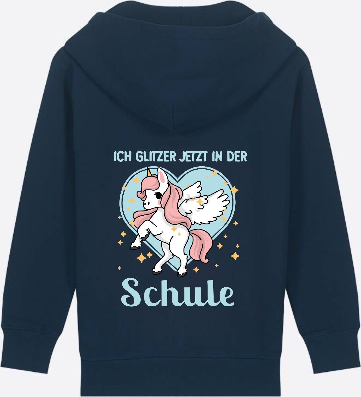 Kinder Zip-Hoodie Einhorn – Ich glitzer jetzt in der Schule - French Navy