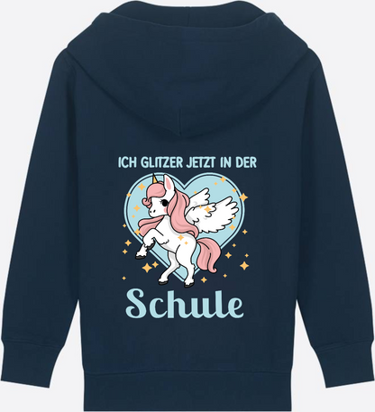 Kinder Zip-Hoodie Einhorn – Ich glitzer jetzt in der Schule - French Navy