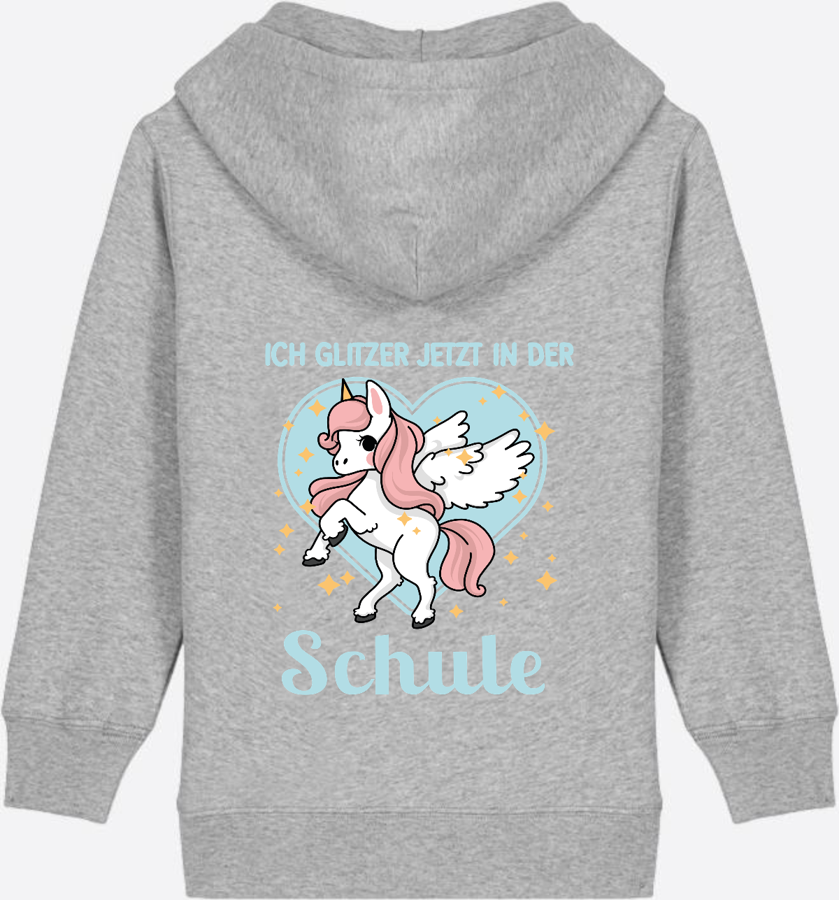 Kinder Zip-Hoodie Einhorn – Ich glitzer jetzt in der Schule - Heather Grey