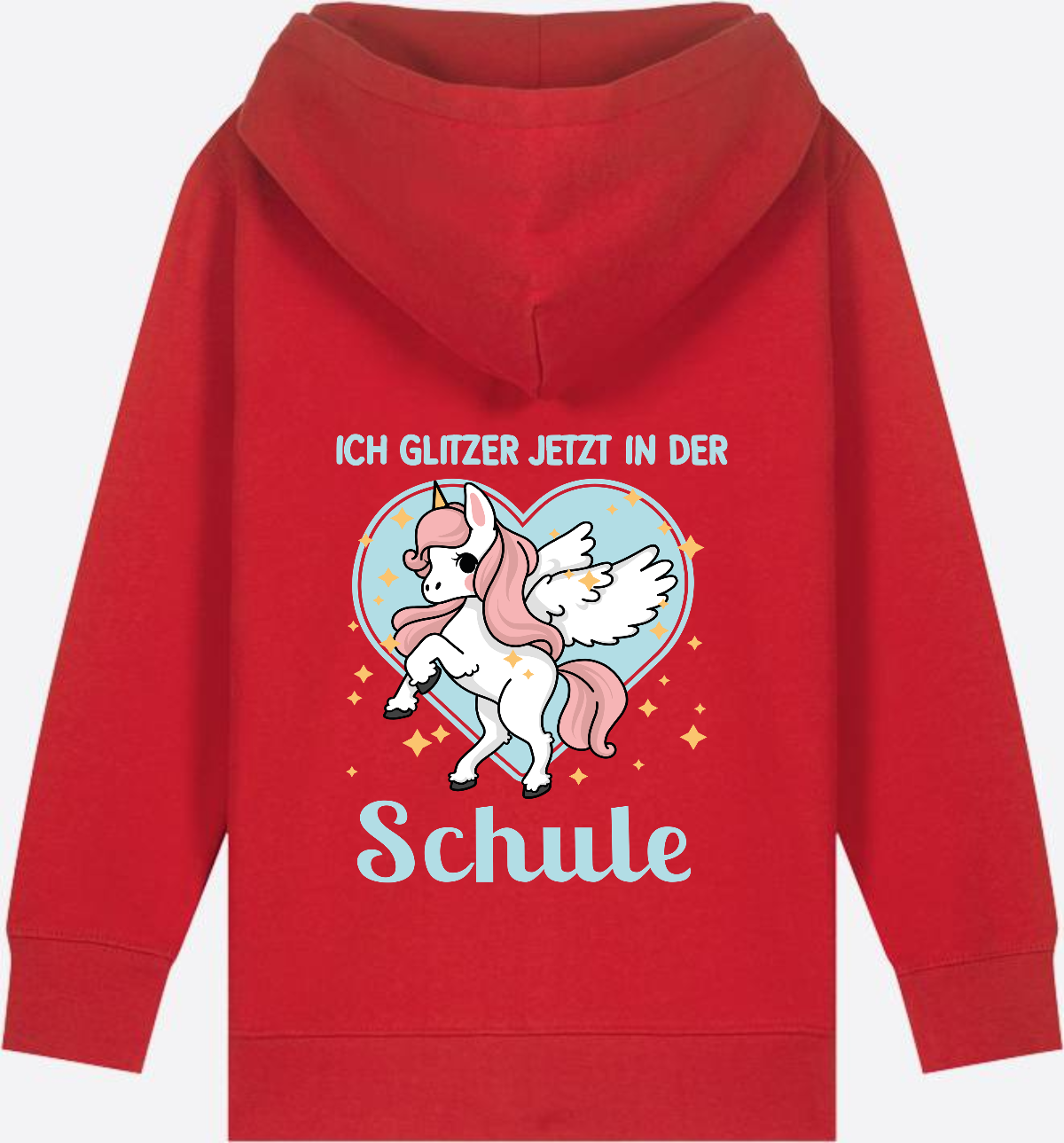 Kinder Zip-Hoodie Einhorn – Ich glitzer jetzt in der Schule - Red