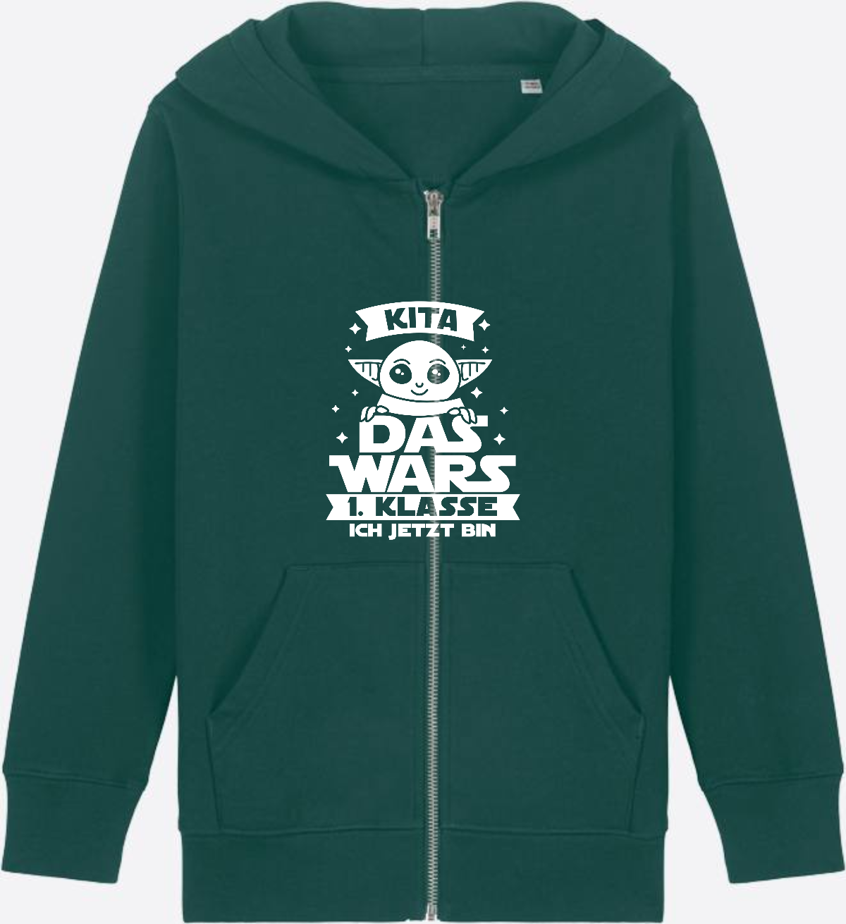 Kinder Zip-Hoodie Einschulung: Kita Das Wars - 1. Klasse - Glazed Green Herzseite