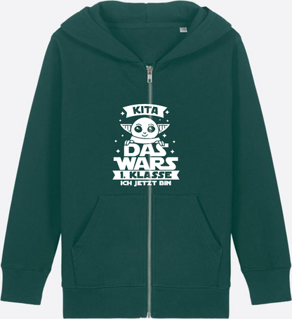 Kinder Zip-Hoodie Einschulung: Kita Das Wars - 1. Klasse - Glazed Green Herzseite