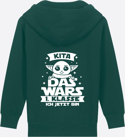 Kinder Zip-Hoodie Einschulung: Kita Das Wars - 1. Klasse - Glazed Green