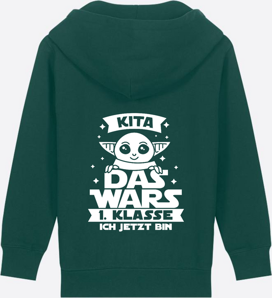 Kinder Zip-Hoodie Einschulung: Kita Das Wars - 1. Klasse - Glazed Green