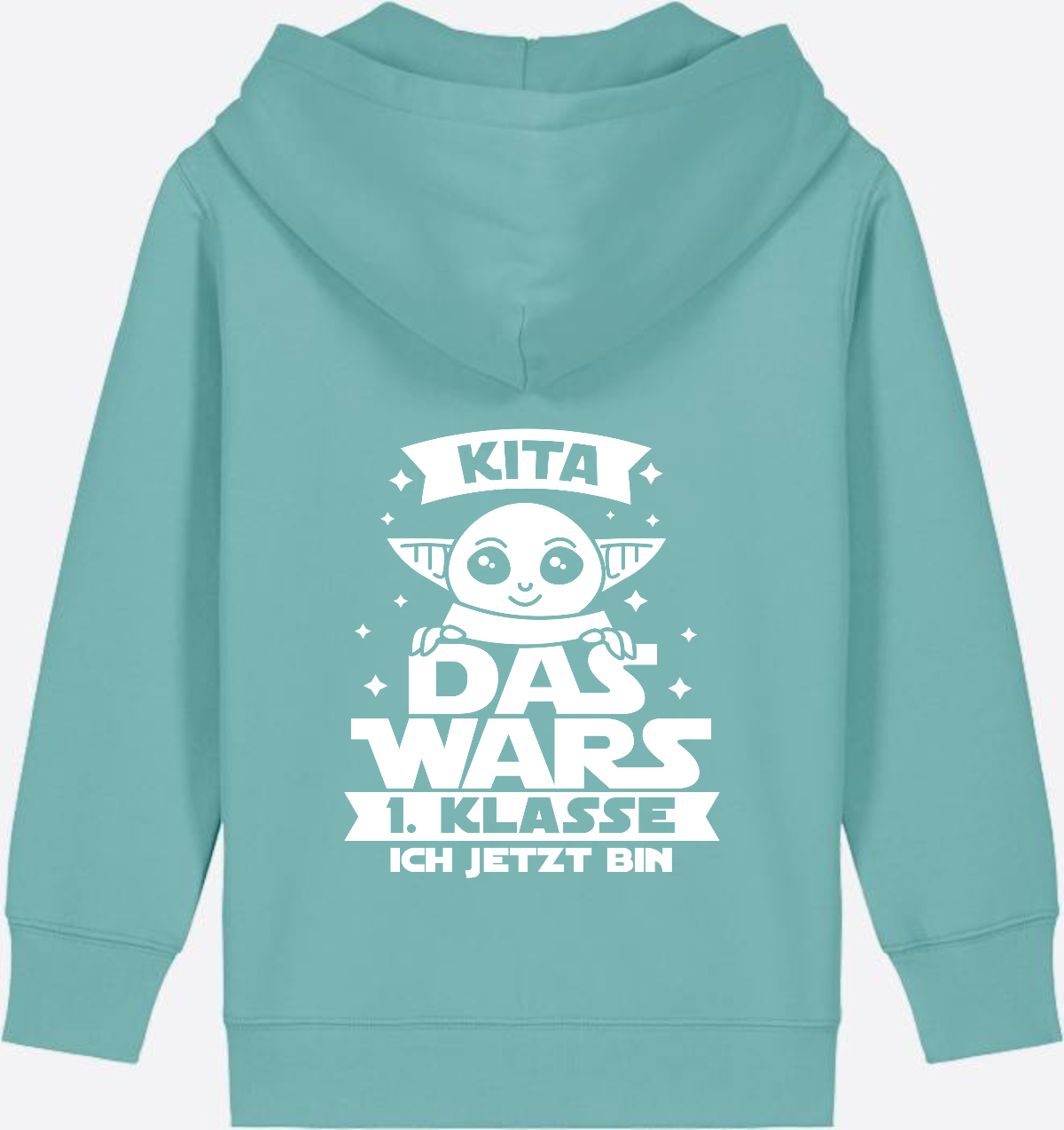 Kinder Zip-Hoodie Einschulung: Kita Das Wars - 1. Klasse - Teal Monstera