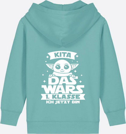 Kinder Zip-Hoodie Einschulung: Kita Das Wars - 1. Klasse - Teal Monstera