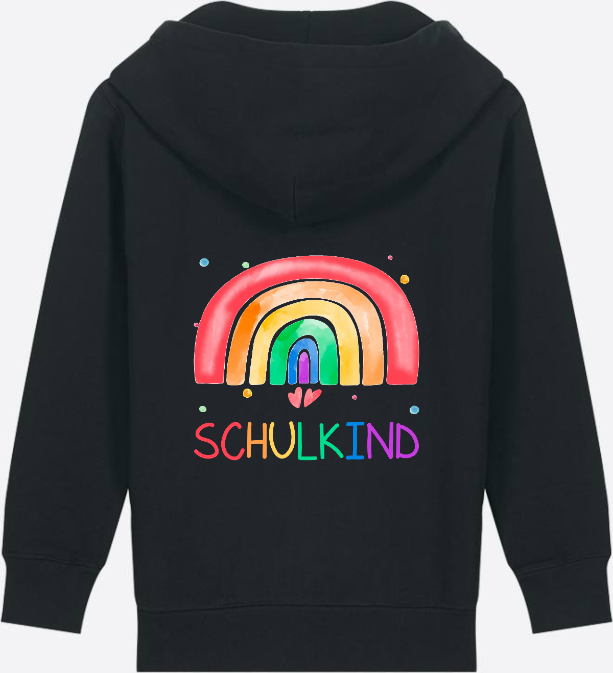 Kinder Zip-Hoodie Einschulung – Regenbogen Schulkind mit Name - Black