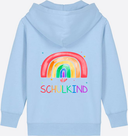 Kinder Zip-Hoodie Einschulung – Regenbogen Schulkind mit Name - Blue Soul