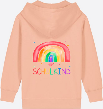 Kinder Zip-Hoodie Einschulung – Regenbogen Schulkind mit Name - Fraiche Peche
