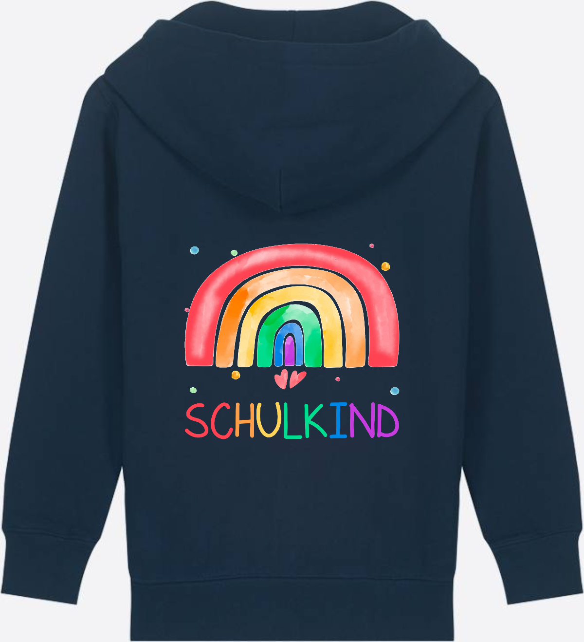 Kinder Zip-Hoodie Einschulung – Regenbogen Schulkind mit Name - French Navy