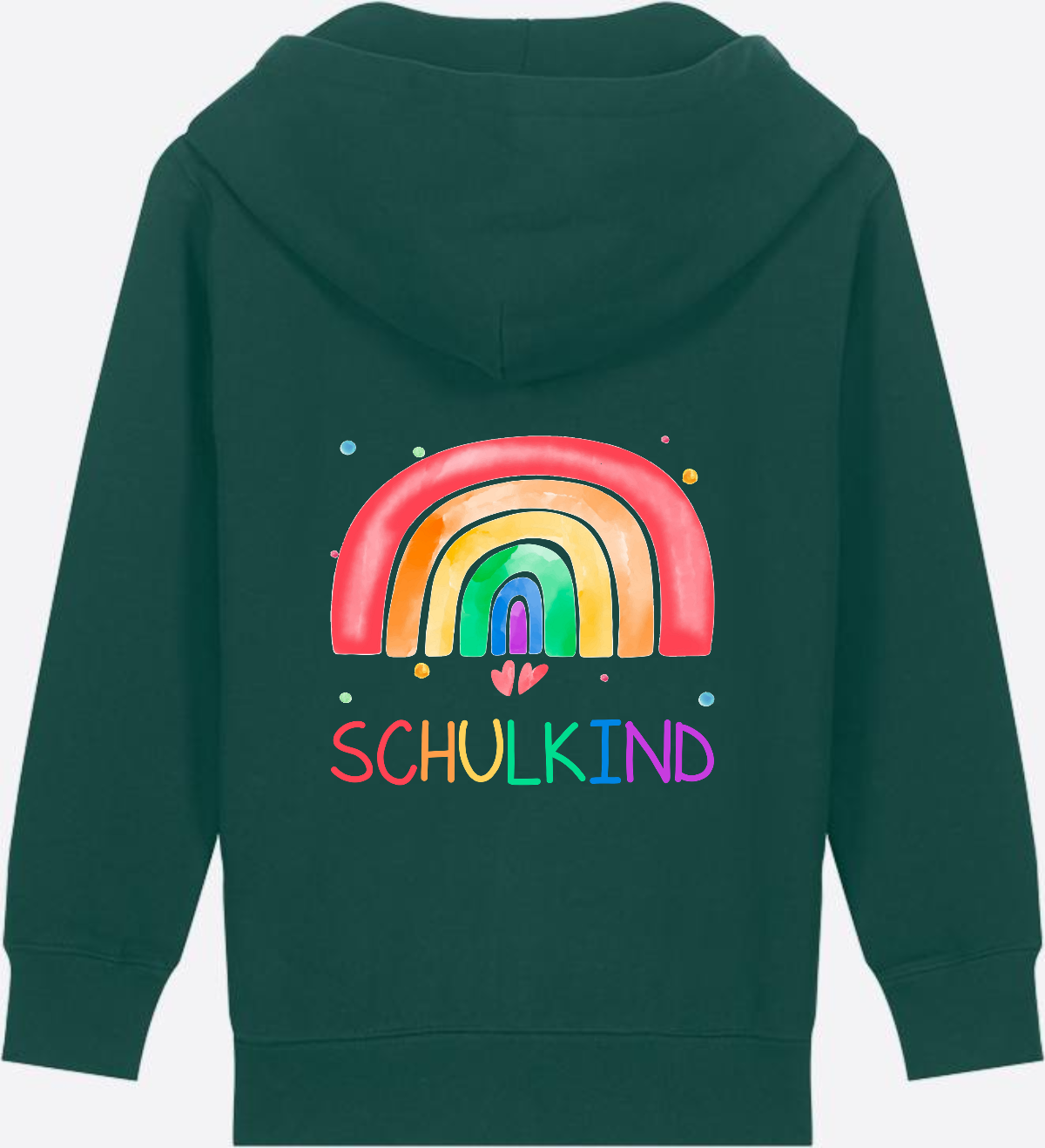 Kinder Zip-Hoodie Einschulung – Regenbogen Schulkind mit Name - Glazed Green