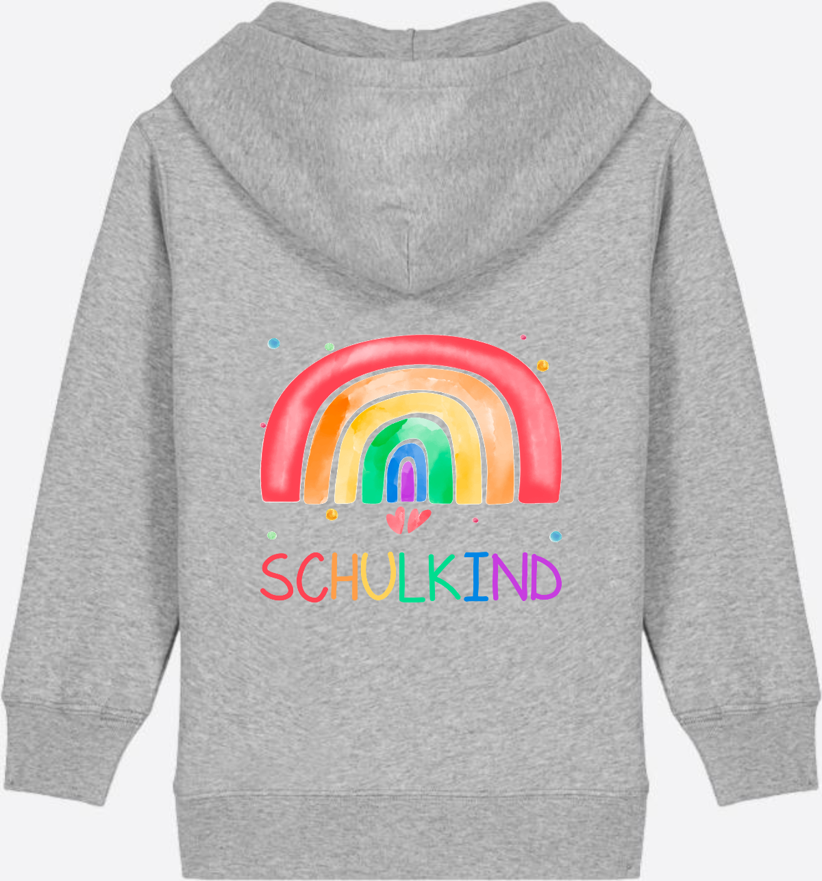 Kinder Zip-Hoodie Einschulung – Regenbogen Schulkind mit Name - Heather Grey