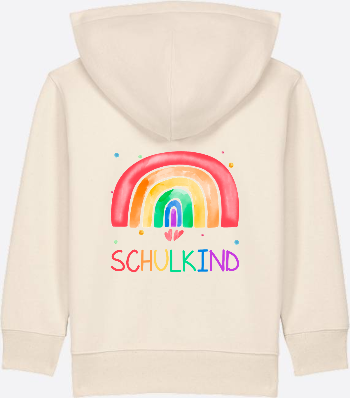 Kinder Zip-Hoodie Einschulung – Regenbogen Schulkind mit Name - Natural Raw