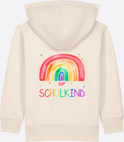 Kinder Zip-Hoodie Einschulung – Regenbogen Schulkind mit Name - Natural Raw