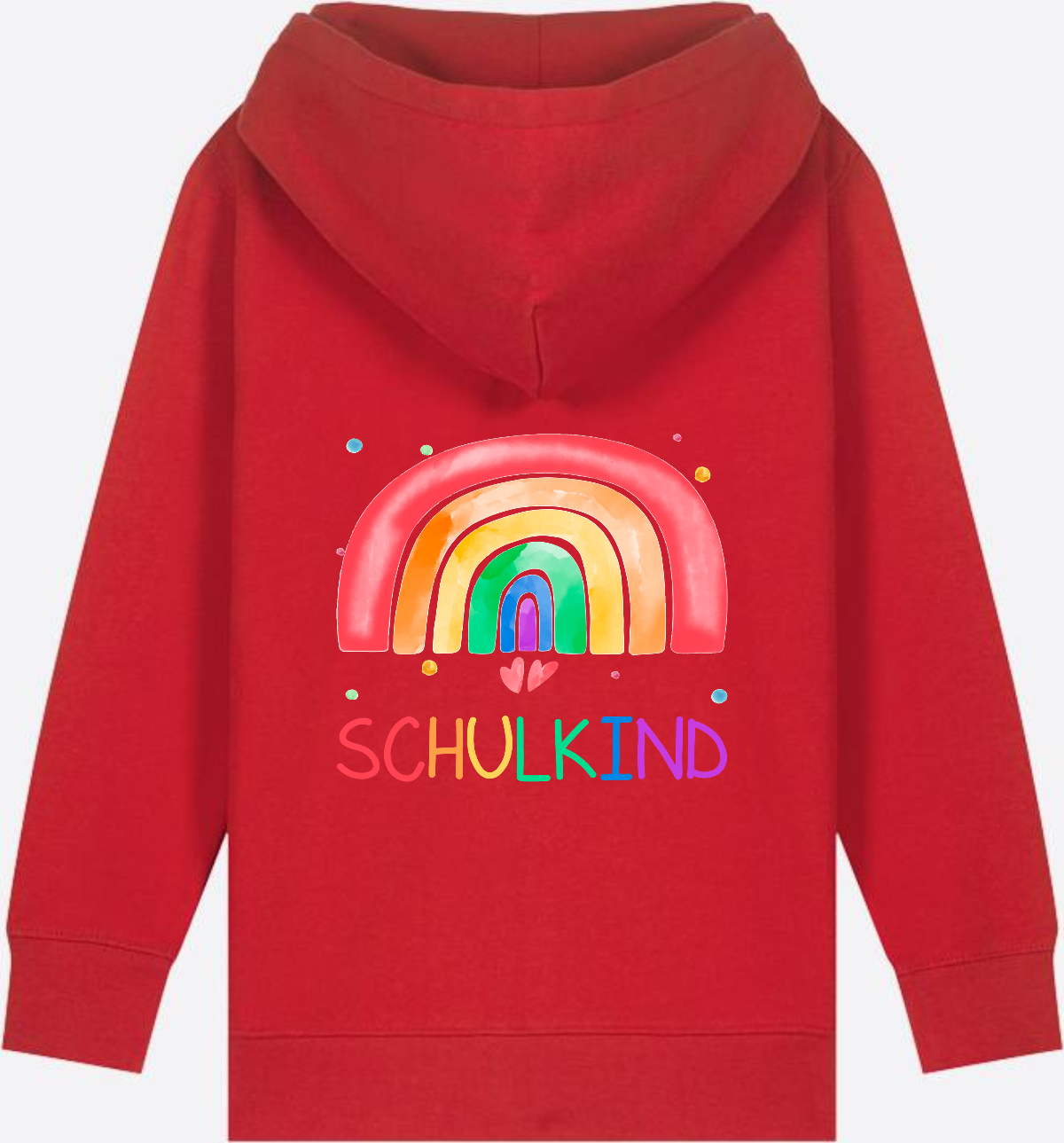 Kinder Zip-Hoodie Einschulung – Regenbogen Schulkind mit Name - Red