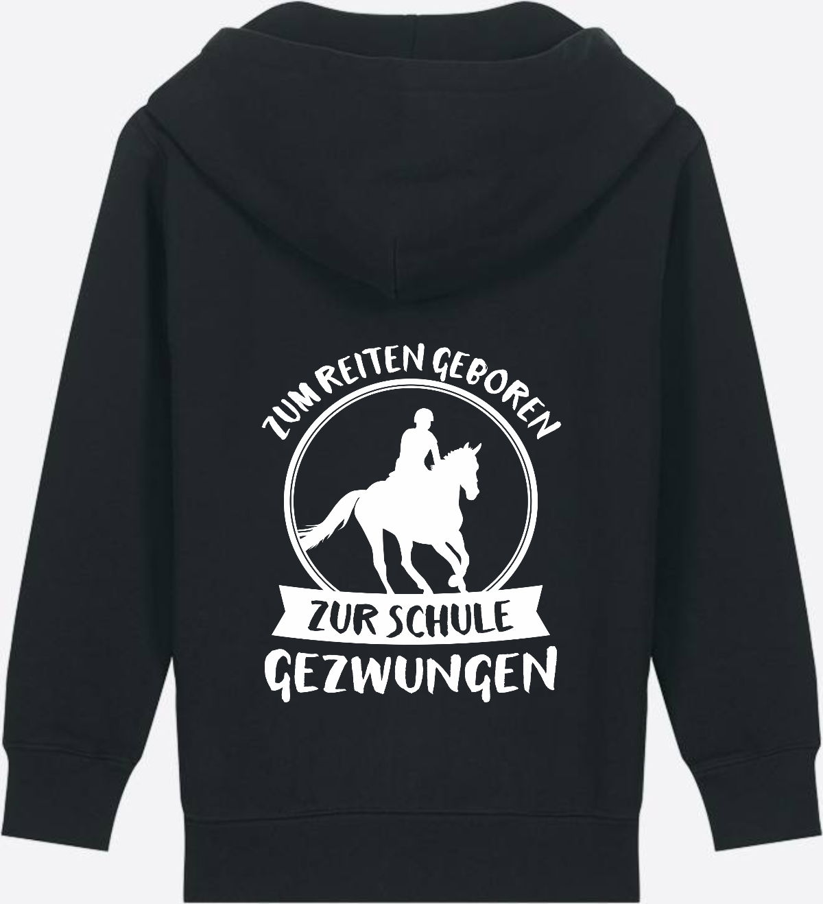 Kinder Zip-Hoodie Einschulung: Zum Reiten geboren - Black