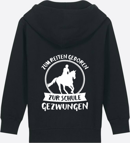Kinder Zip-Hoodie Einschulung: Zum Reiten geboren - Black