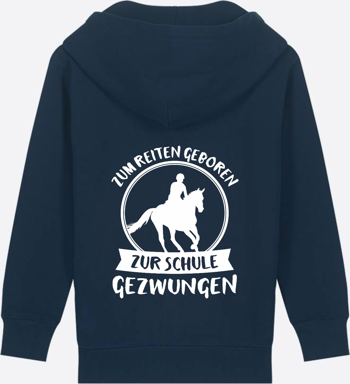 Kinder Zip-Hoodie Einschulung: Zum Reiten geboren - French Navy