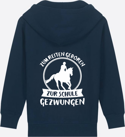 Kinder Zip-Hoodie Einschulung: Zum Reiten geboren - French Navy