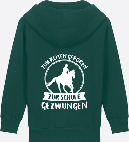 Kinder Zip-Hoodie Einschulung: Zum Reiten geboren - Glazed Green