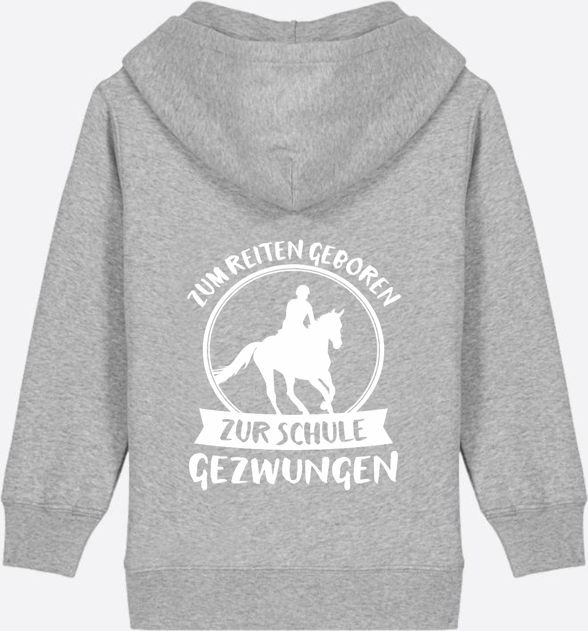 Kinder Zip-Hoodie Einschulung: Zum Reiten geboren - Heather Grey
