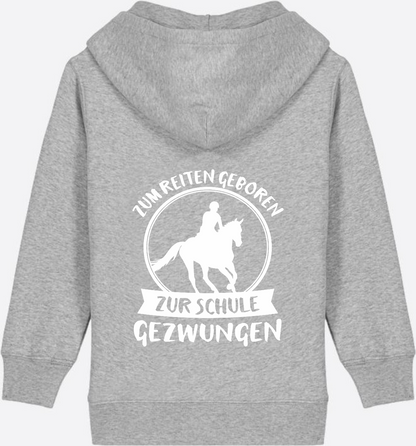 Kinder Zip-Hoodie Einschulung: Zum Reiten geboren - Heather Grey