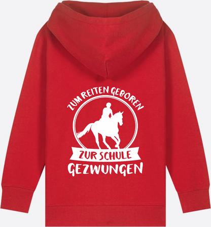 Kinder Zip-Hoodie Einschulung: Zum Reiten geboren - Red