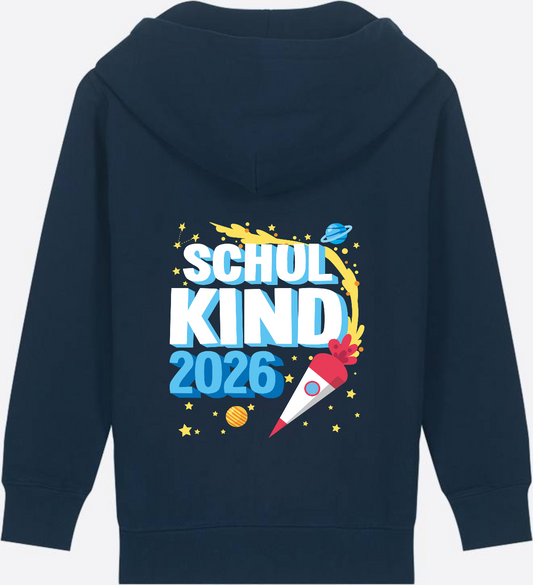 Kinder Zip-Hoodie Endlich Schulkind 2025 Rakete personalisiert - French Navy
