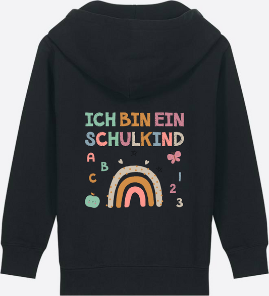 Kinder Zip-Hoodie Ich bin ein Schulkind – Geschenk zur Einschulung - Black