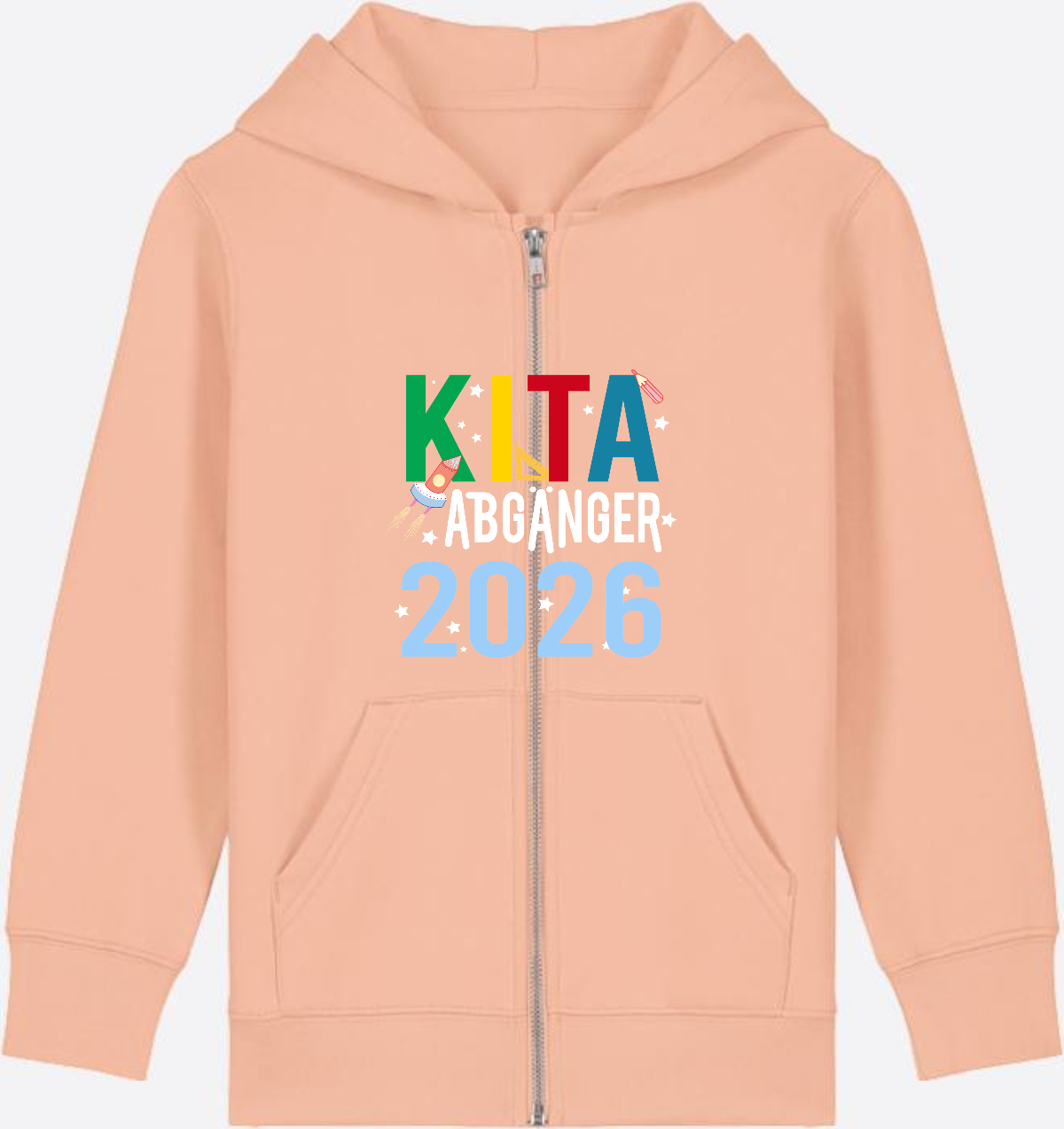 Kinder Zip-Hoodie Kita Abgänger 2026 – Personalisiert - Fraiche Peche Herzseite