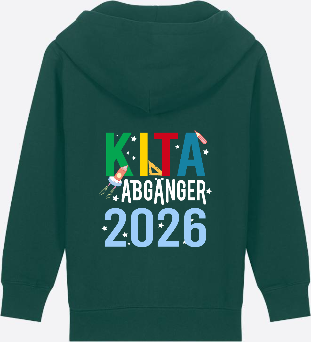 Kinder Zip-Hoodie Kita Abgänger 2026 – Personalisiert - Glazed Green
