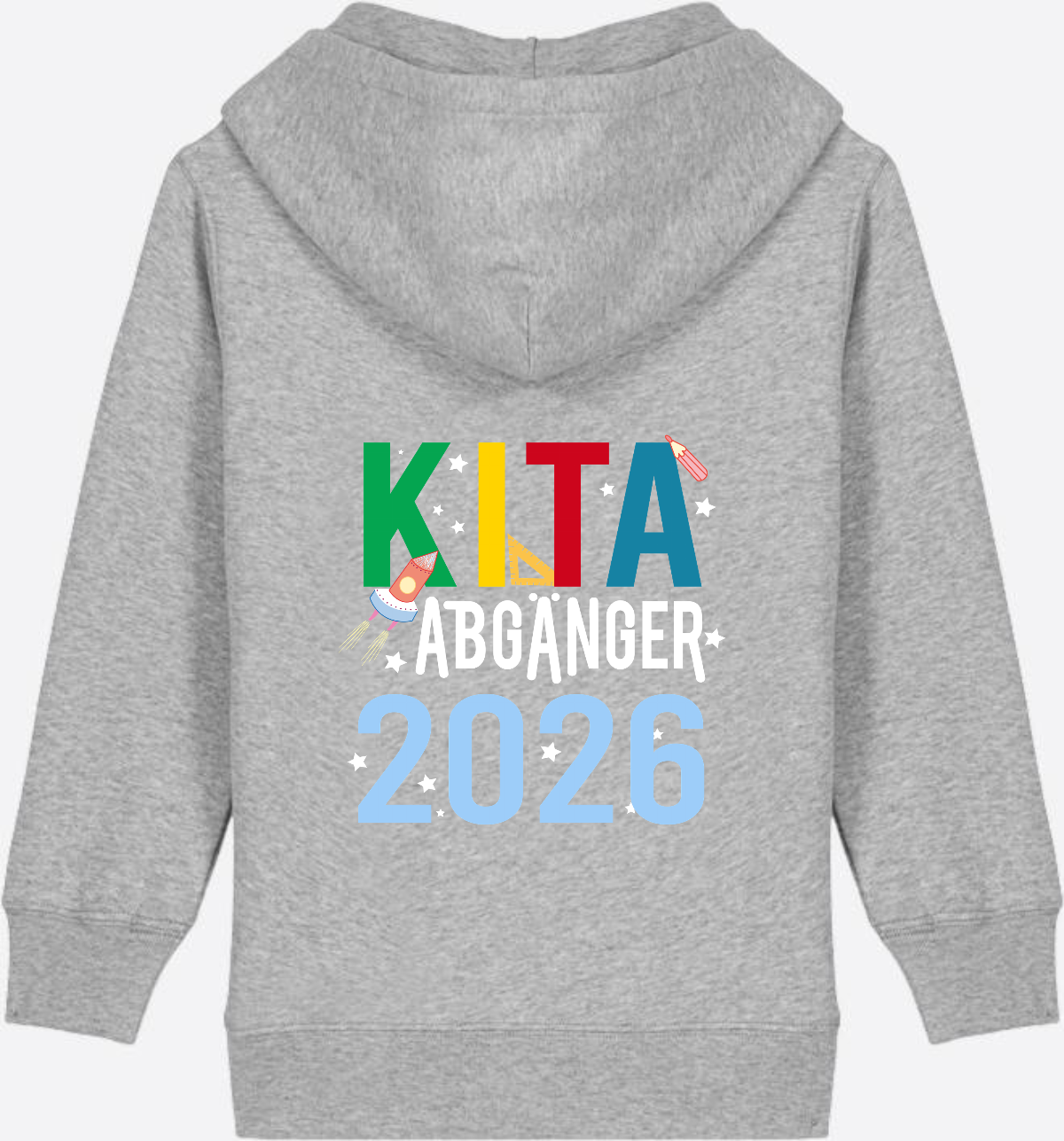 Kinder Zip-Hoodie Kita Abgänger 2026 – Personalisiert - Heather Grey