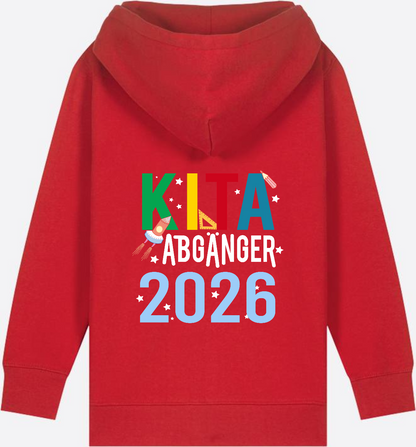 Kinder Zip-Hoodie Kita Abgänger 2026 – Personalisiert - Red
