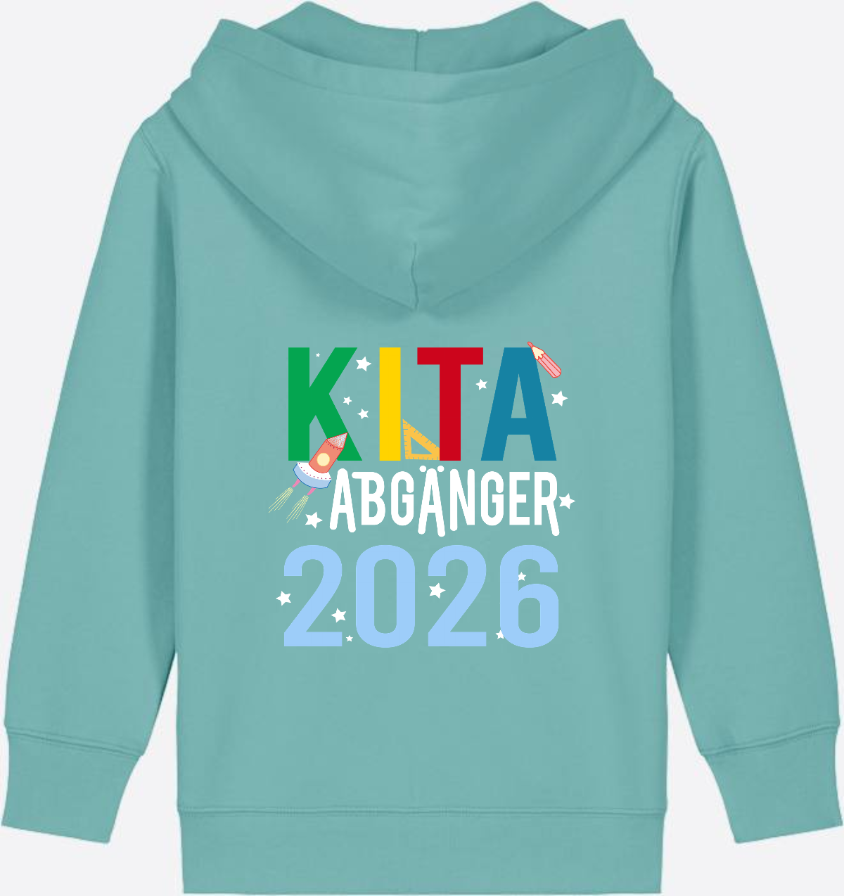 Kinder Zip-Hoodie Kita Abgänger 2026 – Personalisiert - Teal Monstera