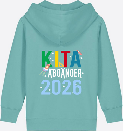 Kinder Zip-Hoodie Kita Abgänger 2026 – Personalisiert - Teal Monstera