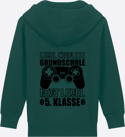 Kinder Zip-Hoodie Next Level 5. Klasse mit Name - Glazed Green