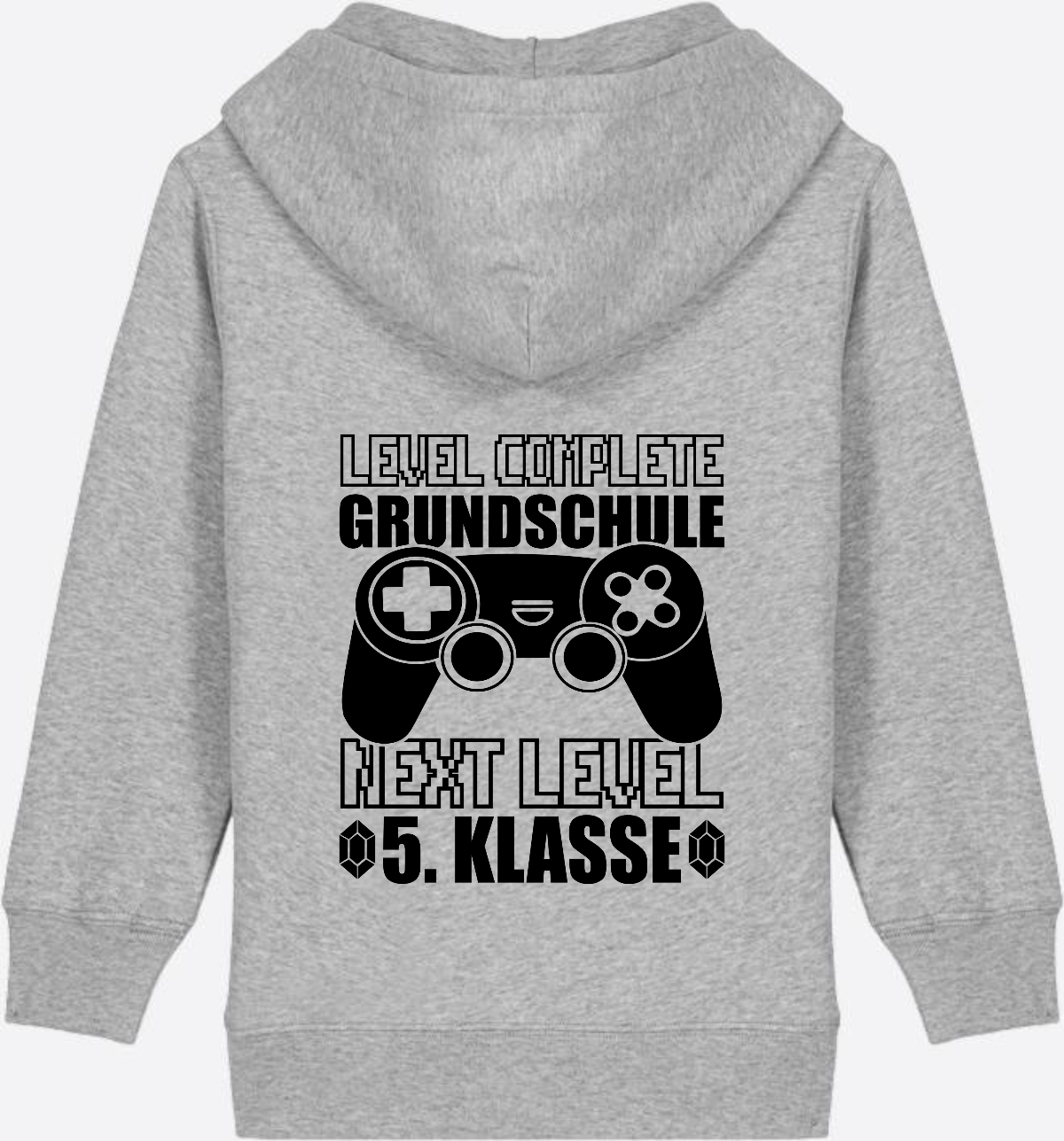 Kinder Zip-Hoodie Next Level 5. Klasse mit Name - Heather Grey