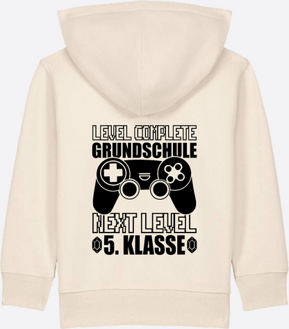 Kinder Zip-Hoodie Next Level 5. Klasse mit Name - Natural Raw