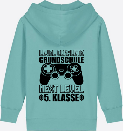 Kinder Zip-Hoodie Next Level 5. Klasse mit Name - Teal Monstera