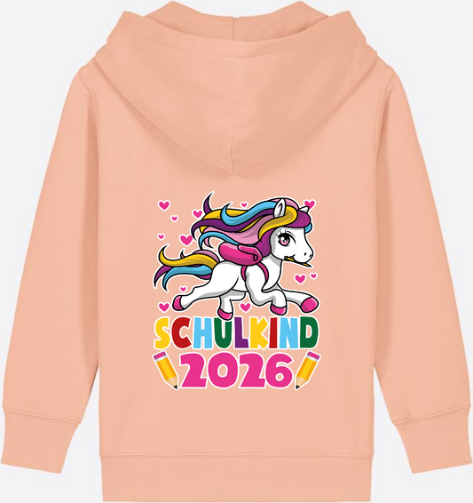 Kinder Zip-Hoodie Schulkind 2026 Einhorn – mit Namen - Fraiche Peche