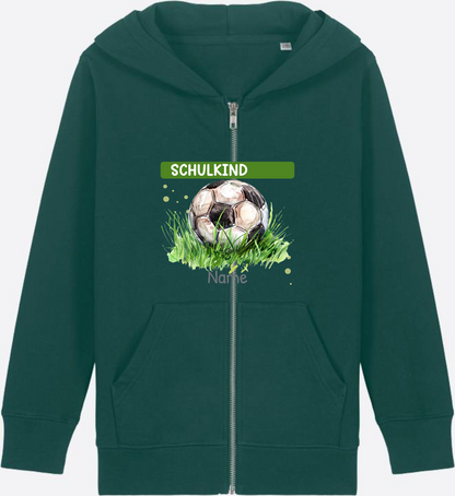 Kinder Zip-Hoodie zur Einschulung – Geschenk mit Namen - Glazed Green Herzseite
